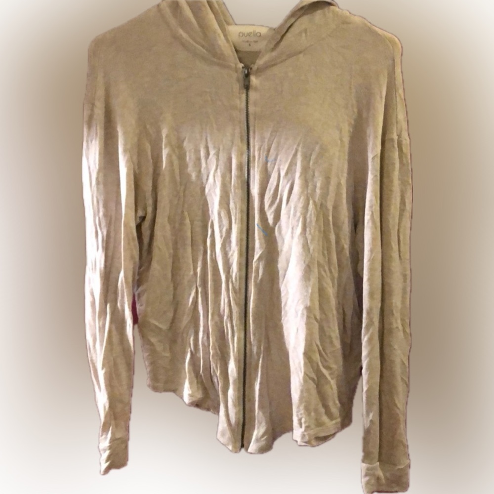 Anthropologie Puela Sweatshirt beige with zipper &  hood SIZE SMALL